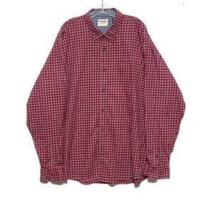 Wrangler Authentics Red Gray Plaid Check Button Shirt Pocket Mens 2XT Stretch
